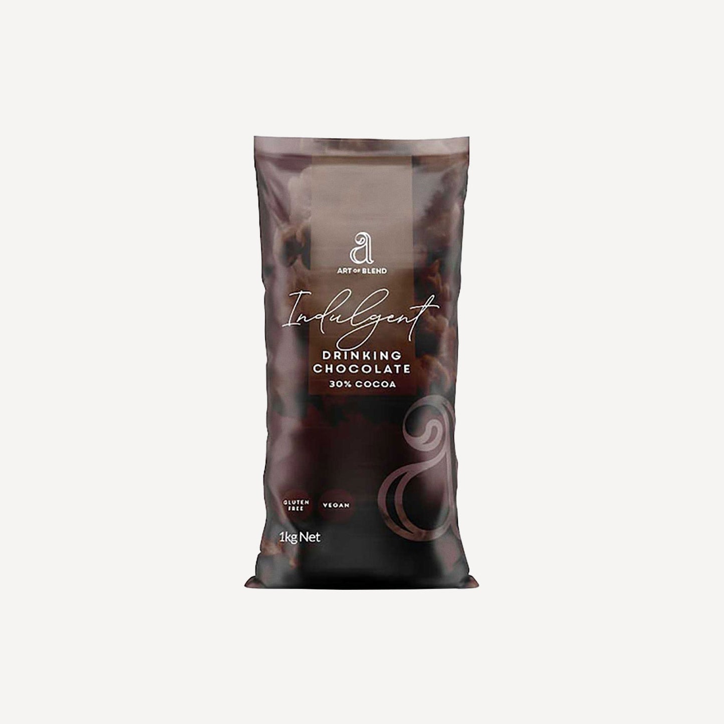 Bag of Art of Blend Indulgent Drinking Chocolate on a white background