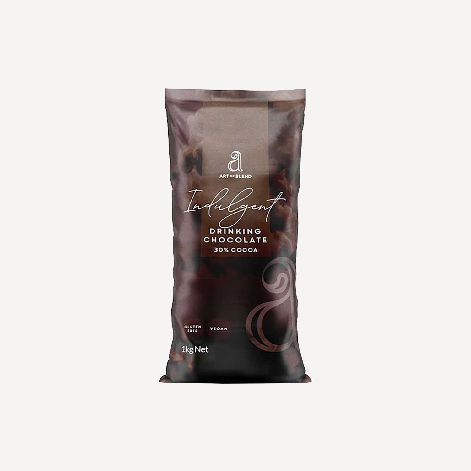 Bag of Art of Blend Indulgent Drinking Chocolate on a white background